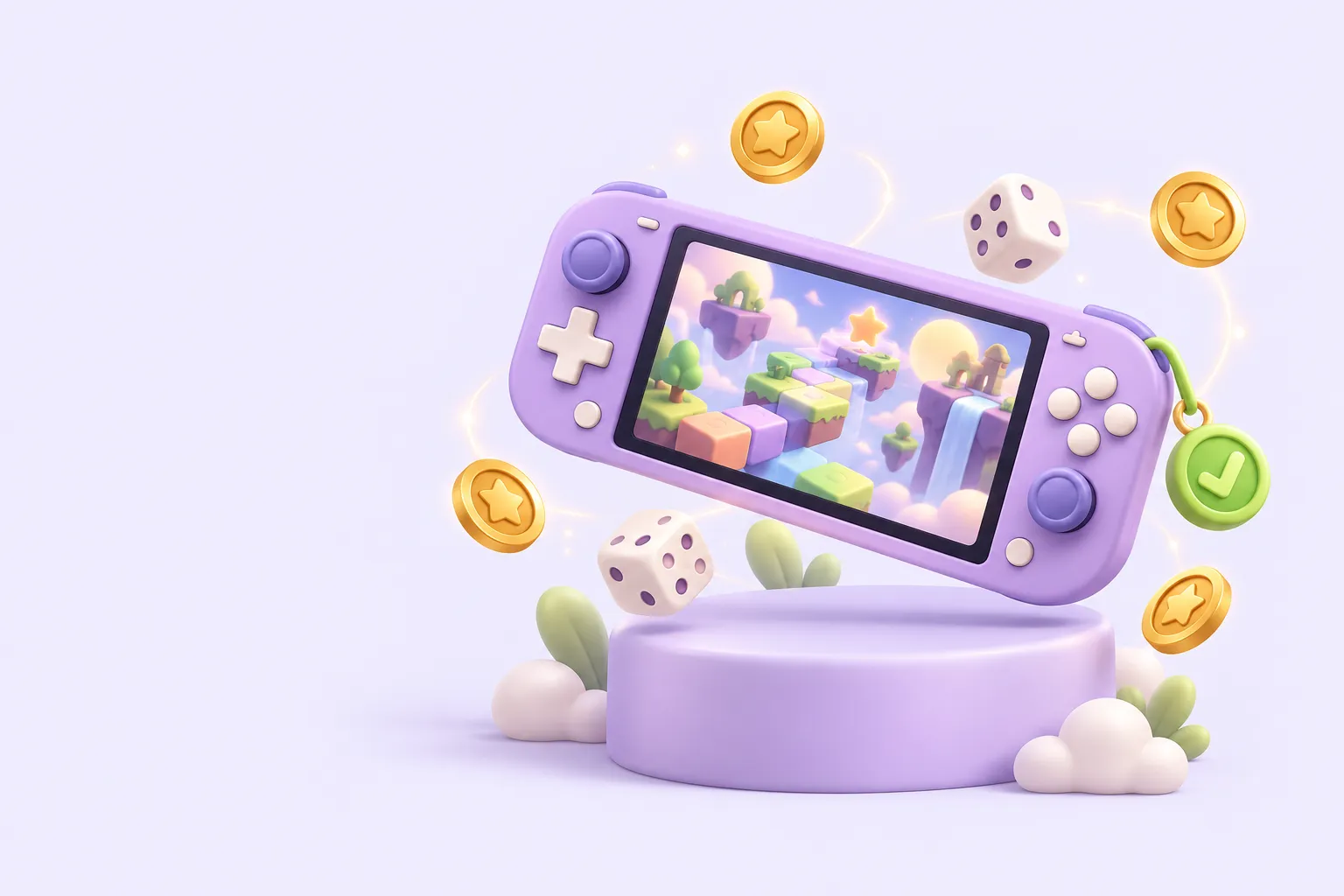 Editorial illustration of a phone and playful game elements